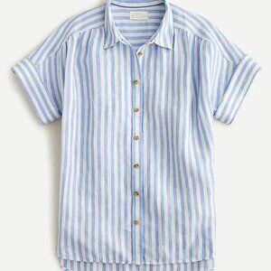 J. CREW relaxed fit short sleeve baird mcnutt Irish linen shirt in stripe (L)